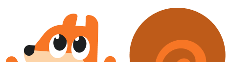 Cartoon squirrel peeking up over the bottom of the page